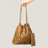 Lattice Nylon Shoulder Bag with Chain Handle