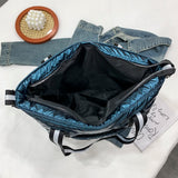 Quilted Shoulder Bag Cartoon Line Handbag Winter Women Shopping Travel Crossbody