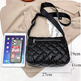 Winter Nylon Crossbody Bag Lady Quilted Padded Bags Female Fluffy Shopper Tote