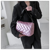 Winter Nylon Crossbody Bag Lady Quilted Padded Bags Female Fluffy Shopper Tote