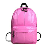 Quilted Fluffy Women Backpack Winter School Bag Lady Nylon Padded Bag