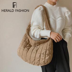 Green Space Pad Cotton Crossbody Bag Soft Fluffy Shoulder Bag