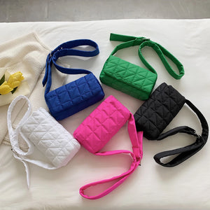 Quilted Cotton Shoulder Bags Winter Nylon Padded Shopper Crossbody Handbag
