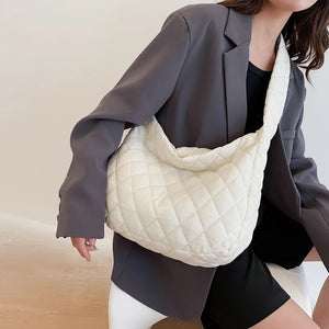 Winter Nylon Quilted Shoulder Bag for Women