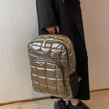 Fluffy Winter Women Backpack Padded School Bag Travel Big Purse Nylon