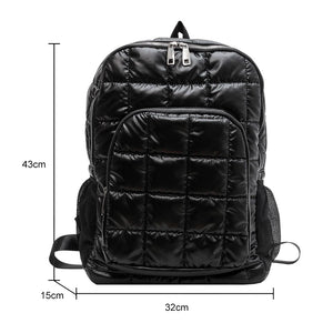 Fluffy Winter Women Backpack Padded School Bag Travel Big Purse Nylon