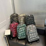 Fluffy Winter Women Backpack Padded School Bag Travel Big Purse Nylon