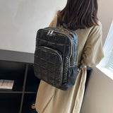 Fluffy Winter Women Backpack Padded School Bag Travel Big Purse Nylon