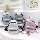 Sparkles Mini PU Leather Backpack for Girls - Pink