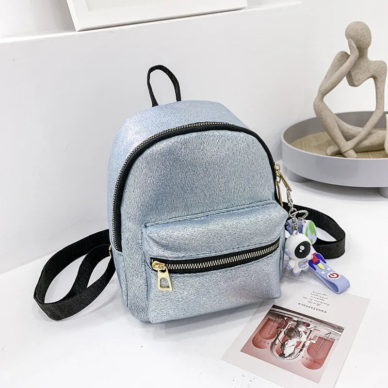 Sparkles Mini PU Leather Backpack for Girls - Pink