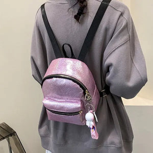 Sparkles Mini PU Leather Backpack for Girls - Pink