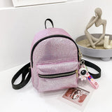 Sparkles Mini PU Leather Backpack for Girls - Pink