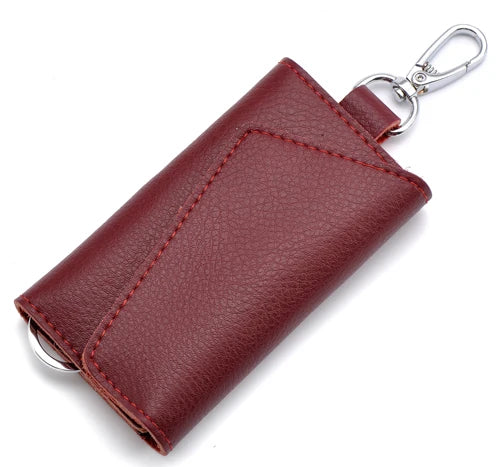 Split Cow Leather Key Holder Waist Bag Travel Organizer Pouch