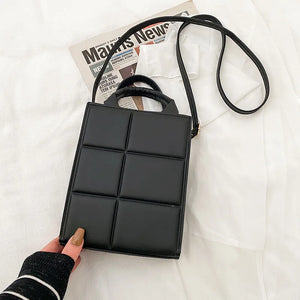 Plaid Pu Leather Shoulder Bag Small Crossbody Top-handle Bag