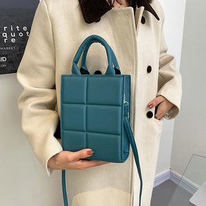 Plaid Pu Leather Shoulder Bag Small Crossbody Top-handle Bag