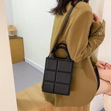 Plaid Pu Leather Shoulder Bag Small Crossbody Top-handle Bag