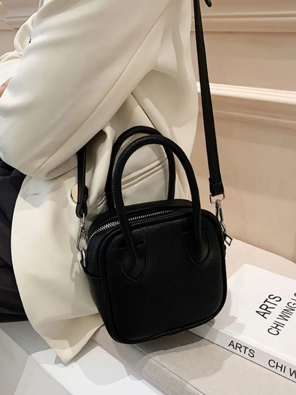 Solid Pu Leather Shoulder Bag for Women Top Handle Crossbody Bags