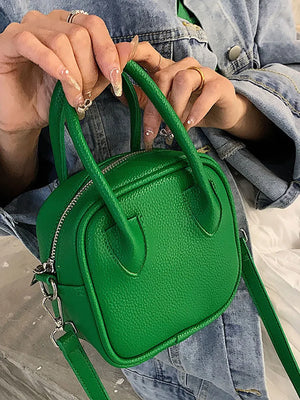 Solid Pu Leather Shoulder Bag for Women Top Handle Crossbody Bags