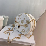 Embroidered Starry Sky Round Crossbody Bag for Women