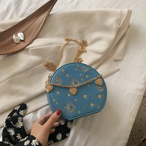 Embroidered Starry Sky Round Crossbody Bag for Women