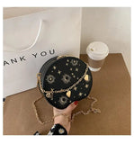 Embroidered Starry Sky Round Crossbody Bag for Women