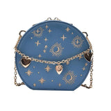 Embroidered Starry Sky Round Crossbody Bag for Women