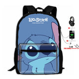 Stitch USB Charging Backpack Waterproof Laptop Backpack