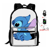 Stitch USB Charging Backpack Waterproof Laptop Backpack