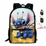 Stitch USB Charging Backpack Water Resistant Laptop Bag