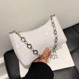 Stone Pattern Leather Women Shoulder Bag Flower Chain Handbag Tote