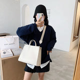 Stone Pattern PU Leather Shoulder Bags for Women Large Capacity Totes Bag