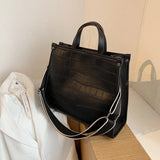 Stone Pattern PU Leather Shoulder Bags for Women Large Capacity Totes Bag