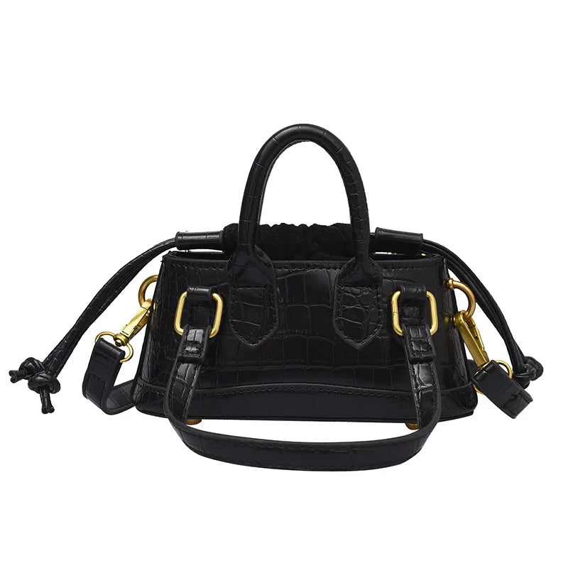 Stone Pattern Pu Ladies Shoulder Bag Lace-Up Version Tote Bag