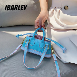 Stone Pattern Pu Ladies Shoulder Bag Lace-Up Version Tote Bag