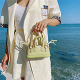 Stone Pattern Pu Ladies Shoulder Bag Lace-Up Version Tote Bag