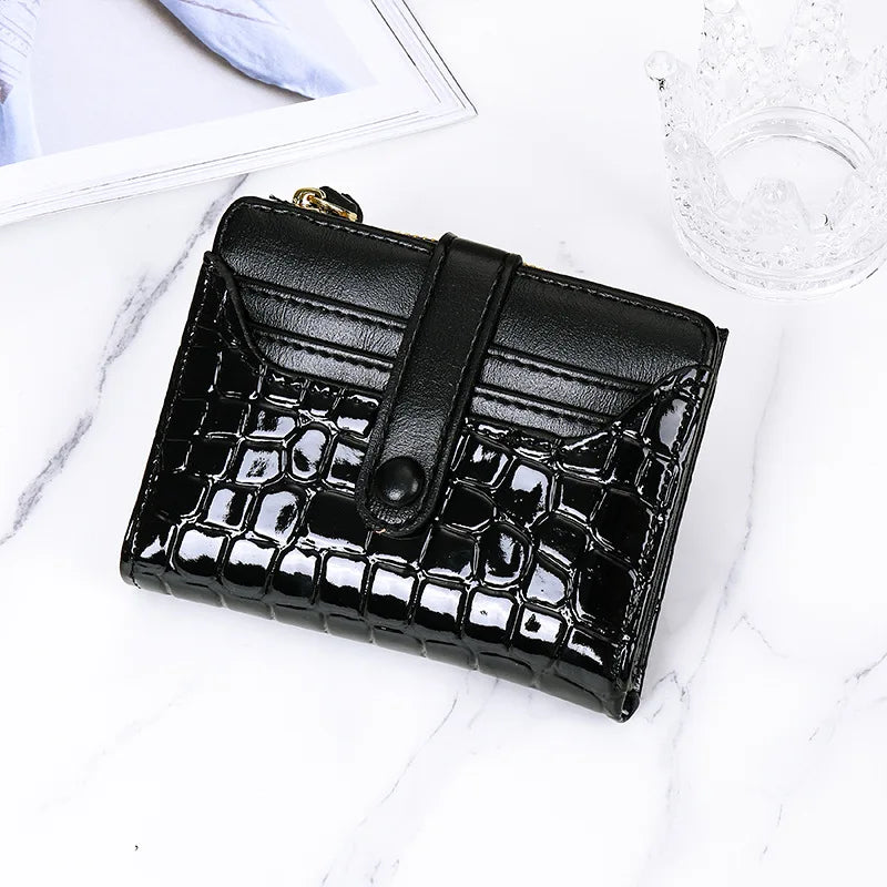 Stone Pattern Women's Wallet Leather Short Purses Thin Small Purse