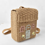 Rattan Backpack Girls Weave School Bags Beach Travel Women Shoulder B