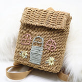 Rattan Backpack Girls Weave School Bags Beach Travel Women Shoulder B