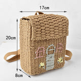 Rattan Backpack Girls Weave School Bags Beach Travel Women Shoulder B