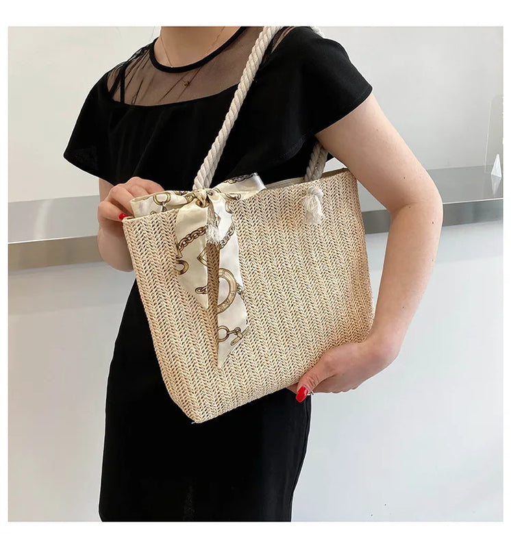 Woven Basket Tote Summer Beach Bags Lady Handbags