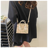 Straw Flower Shoulder Bags Summer Beach Tote Crossbody Bags