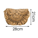 Woven Raffia Straw Shoulder Bag for Women