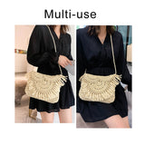 Woven Raffia Straw Shoulder Bag for Women Beach Shopping Crossbody Tote