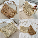 Woven Raffia Straw Shoulder Bag for Women Beach Shopping Crossbody Tote