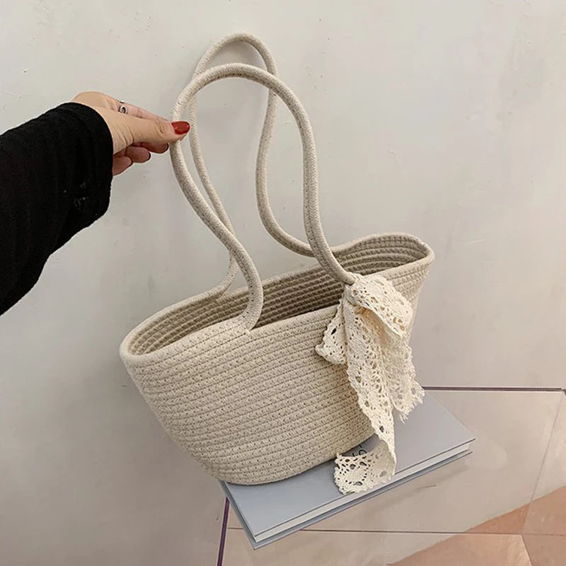 Summer Rattan Straw Shoulder Bag Large Capacity Beach Tote