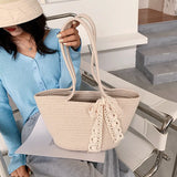 Summer Rattan Straw Shoulder Bag Large Capacity Beach Tote