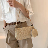 Woven Straw Armpit Shoulder Bags 2 pcs/set