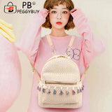 Straw Women Backpack Weave Tassel Beach Shoulder Schoolbag