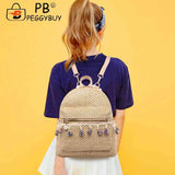Straw Women Backpack Weave Tassel Beach Shoulder Schoolbag