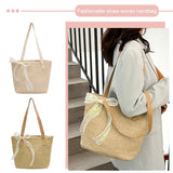 Straw Women Handbag Large-capacity Weave Lace Bow Shoulder Bag